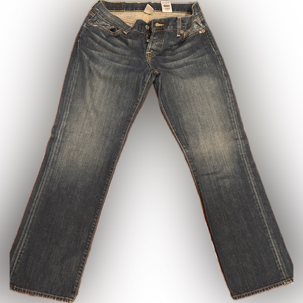 Woman's 29x30 Lucky Brand Dark Blue Casual Button Fly Flare Jeans